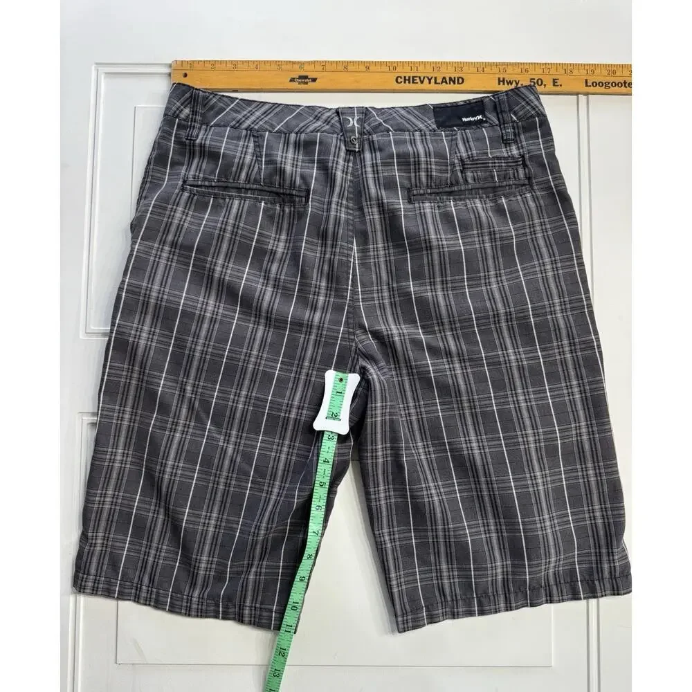 Hurley Art Department Plaid Shorts Chino Black Grey Men’s Size 32 - Picture 6 of 6